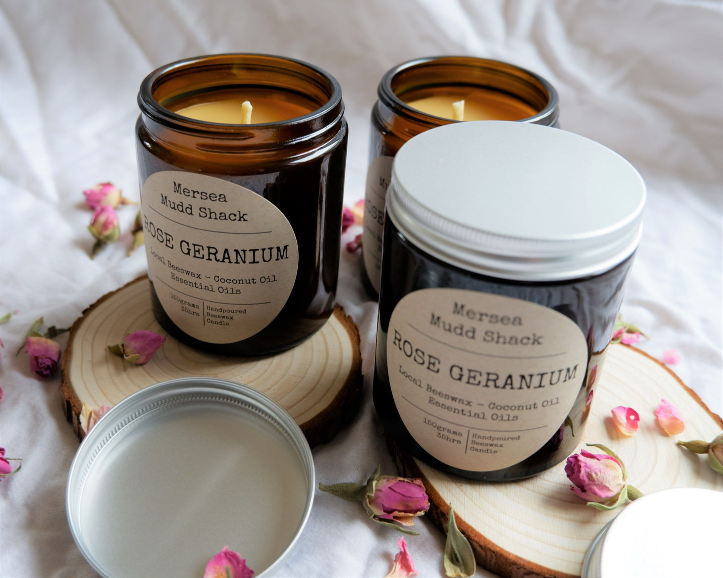 'Rose Geranium' Aromatherapy Beeswax Candle