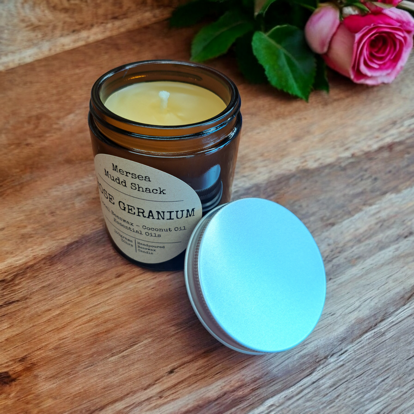 'Rose Geranium' Aromatherapy Beeswax Candle