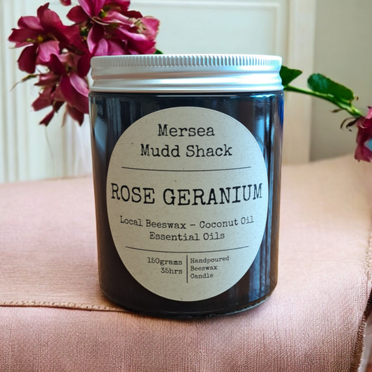 'Rose Geranium' Aromatherapy Beeswax Candle